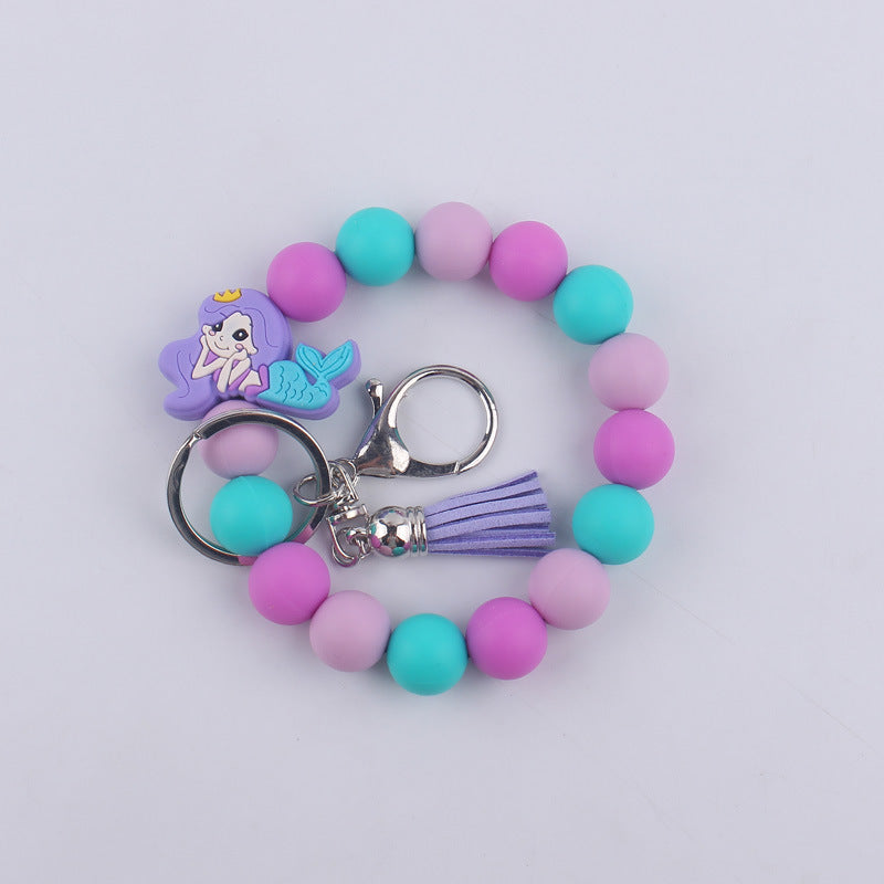Wholesale Cartoon Silicone Handmade Beaded Wrist Keychain